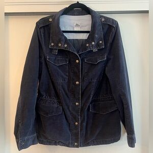 Lacoste Corduroy Women’s Utility Jacket Faded Navy Blue Soft Size 46 U.S. 14